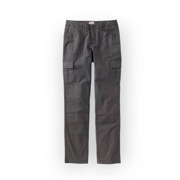 6Petite LLBean Stretch Canvas Cargo Pants Grey MidRise Straight FavoriteFit - Picture 1 of 9